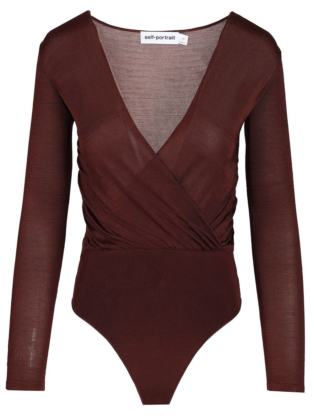 Self-Portrait Knitted Bodysuit - Brown