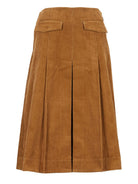 Tory Burch Corduroy Pleated Skirt - Brown