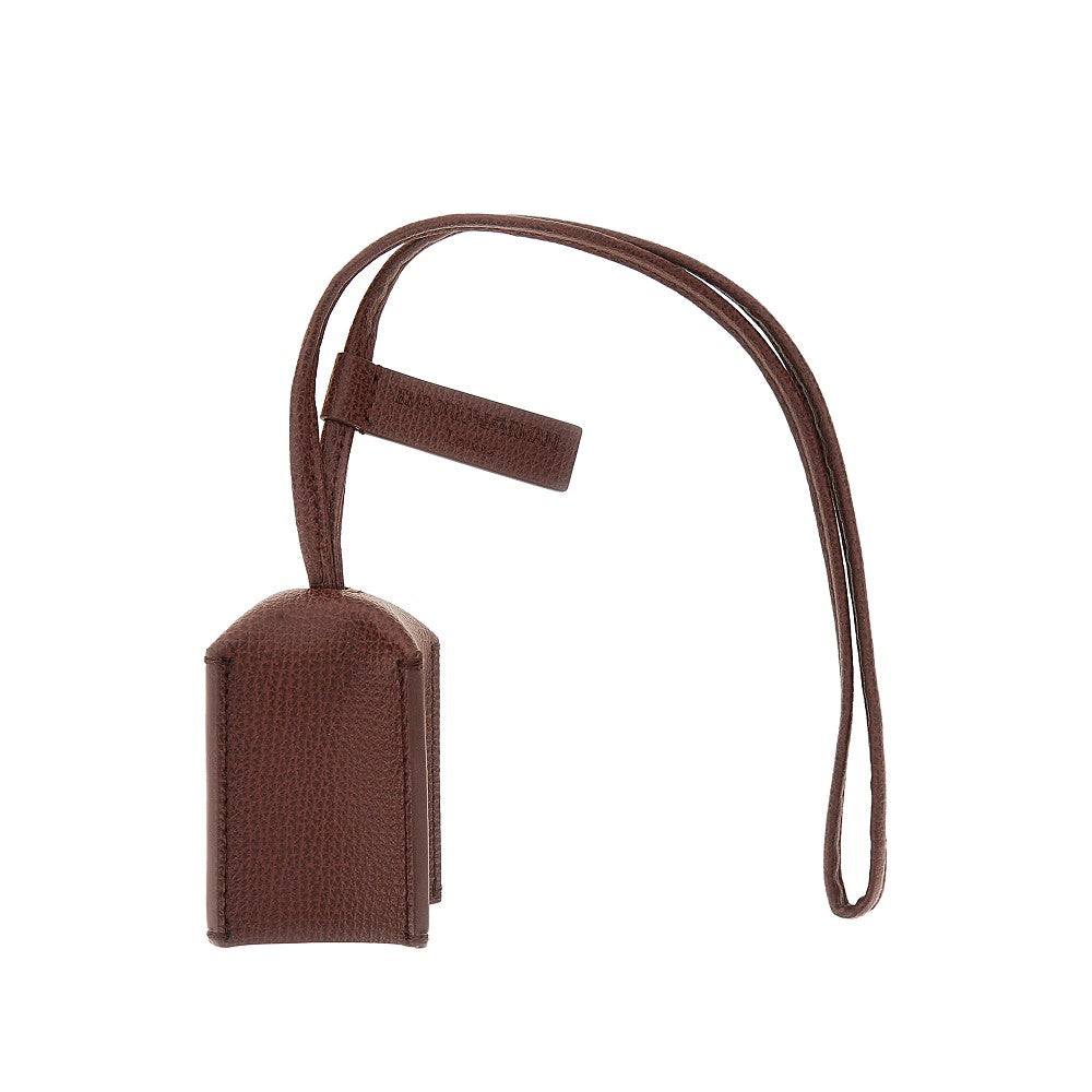 Emporio Armani Grained leather charm with logo plate