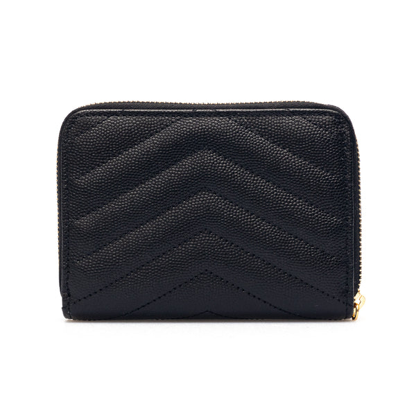 Saint Laurent Grain De Poudre leather Cassandre wallet