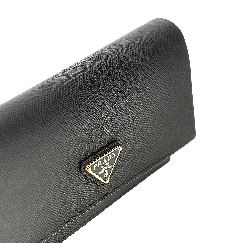 Prada Saffiano leather clutch with triangle logo